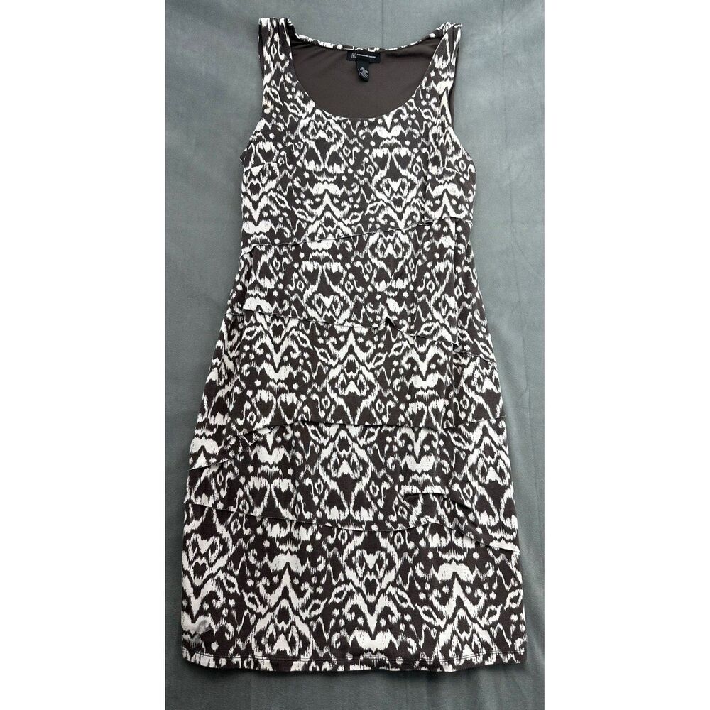INC International Concepts Dress Womens XL Print Sleeveless Brown White Casual